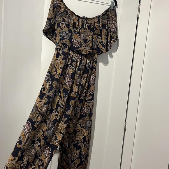 Audrey 3+1 Off-the-shoulder Multi-Coloured Wide-Leg Calf Length Jumpsuit Size M - Picture 7 of 7